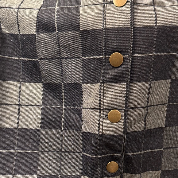 Plaid Dark Denim Mini Skirt - Picture 4 of 10